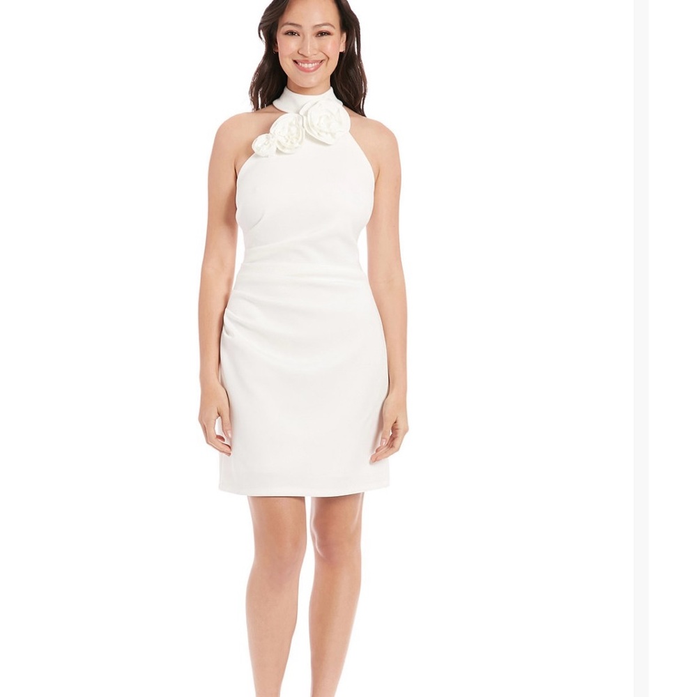 Ivy + Blu Elegant White Halter Dress